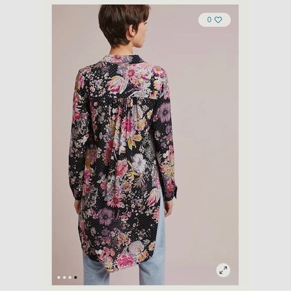 ANTHROPOLOGIE MAEVE AUTUMNAL FLORAL BUTTON-UP LONG SLEEVE TUNIC SHIRT - Picture 6 of 16